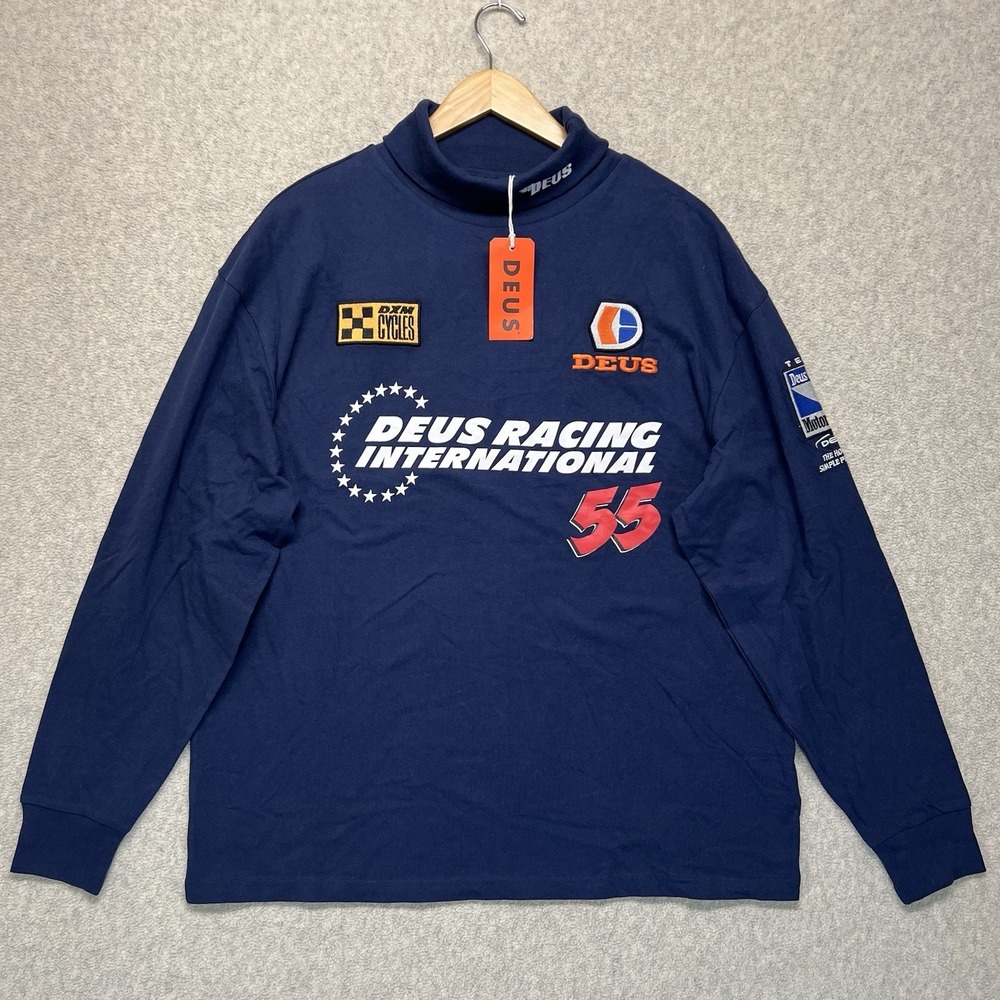 Deus Ex‎ Machina Intl Racing LS Tee Estate Blue Oversized Fit Size M NWT
